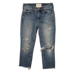MOTHER Superior Denim Straight Leg Distressed The Flirt Fray Straight Leg 24